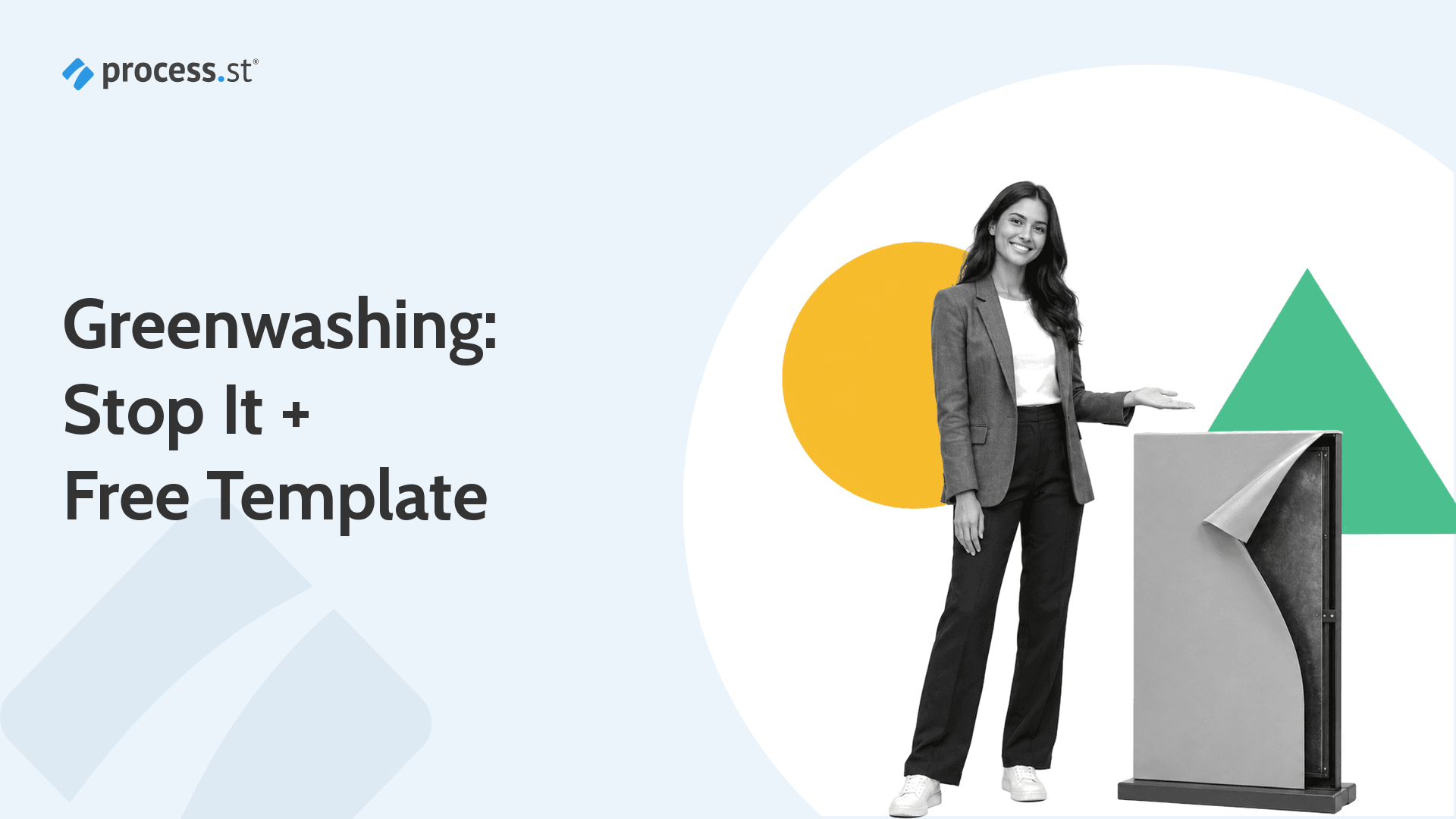 Sustainability compliance professional peeling back a misleading environmental facade