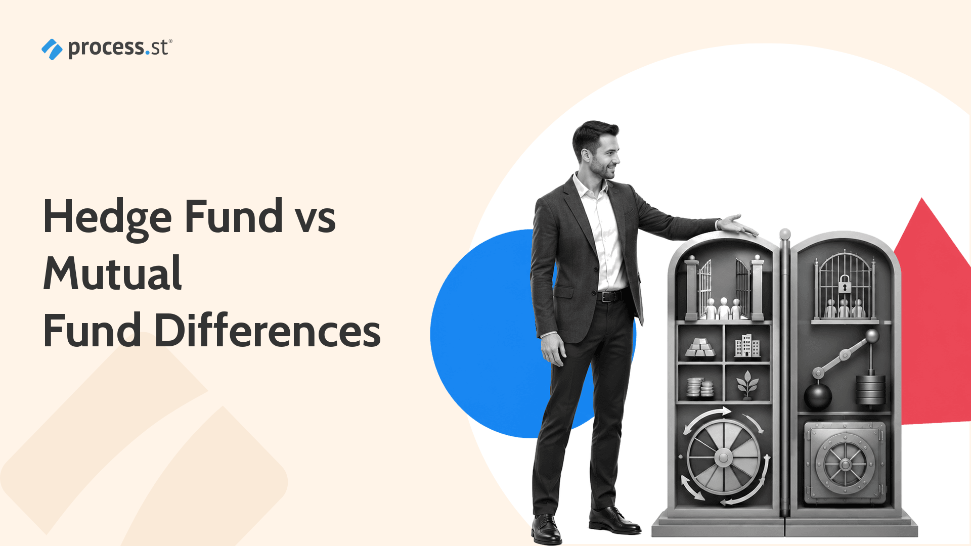 Hedge fund vs mutual fund comparison with an analyst presenting public and private fund structures