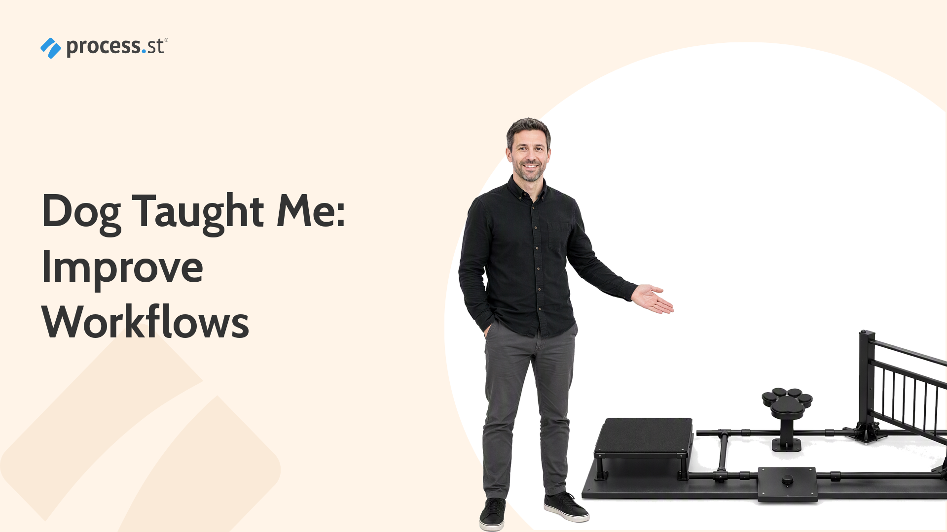 Sales professional presenting a repeatable dog-training course that represents workflow improvement