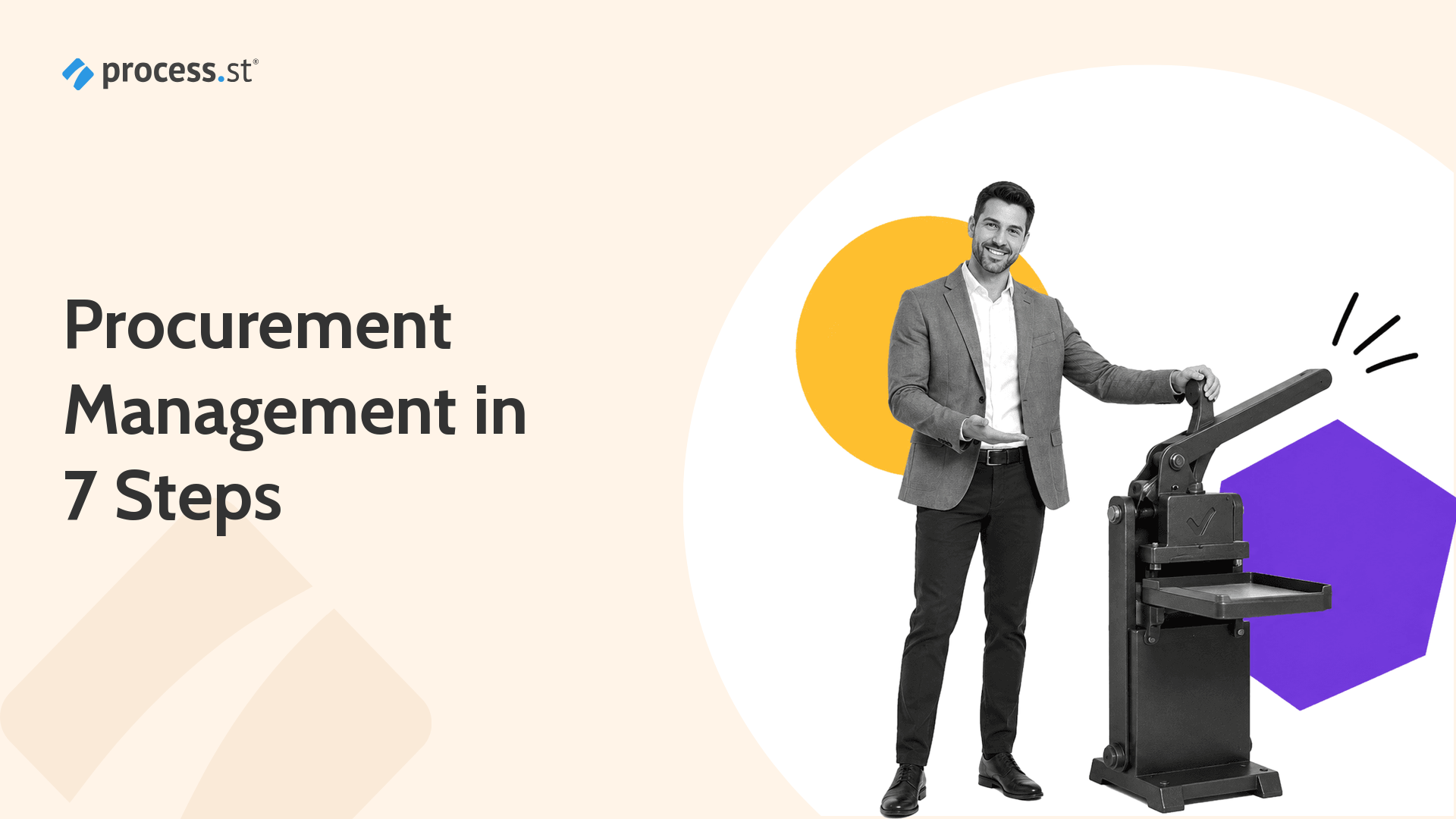 Procurement leader operating a purchase-order approval press