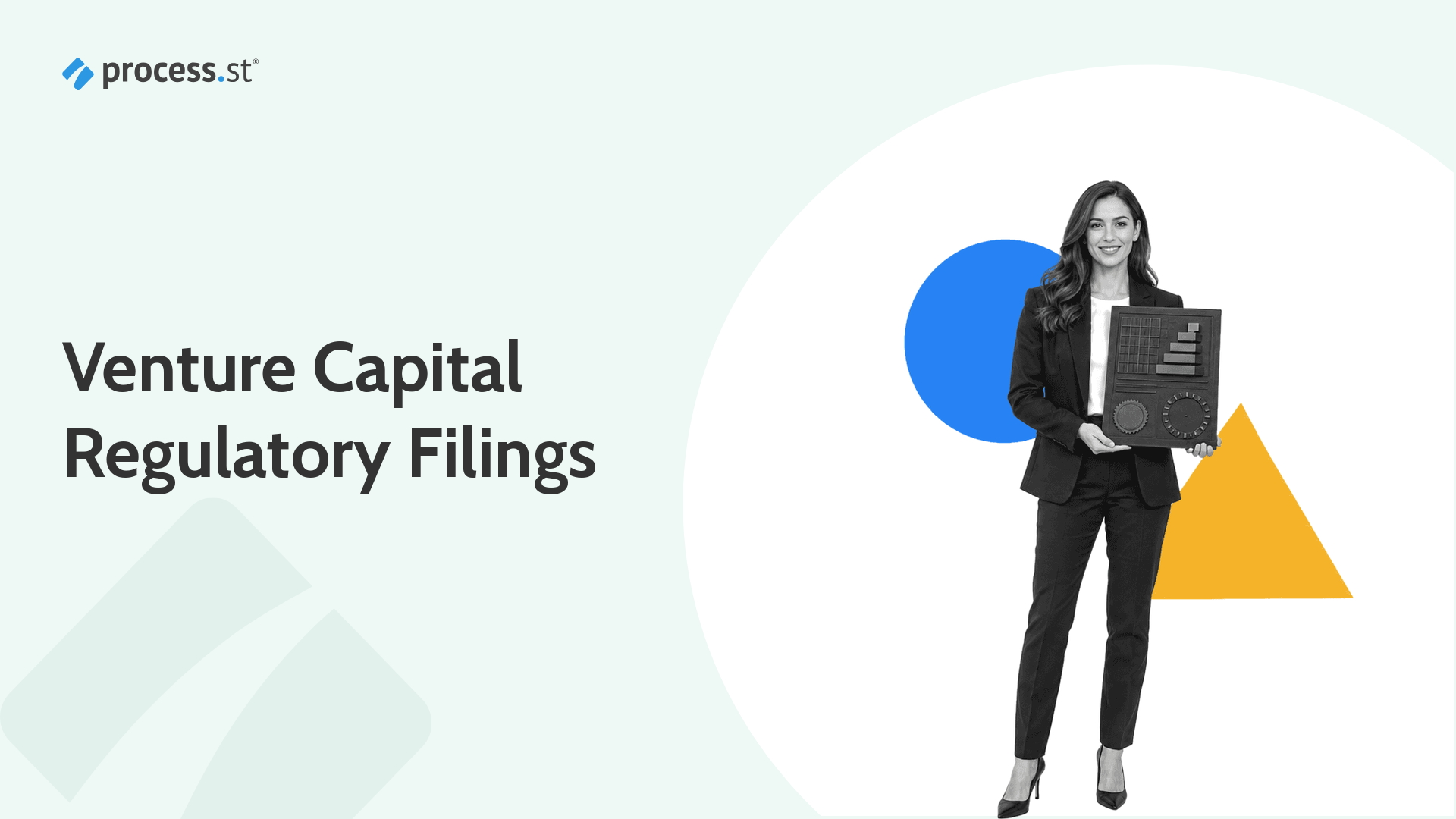Venture capital regulatory filings guide with a fund compliance officer presenting a Form D filing plaque
