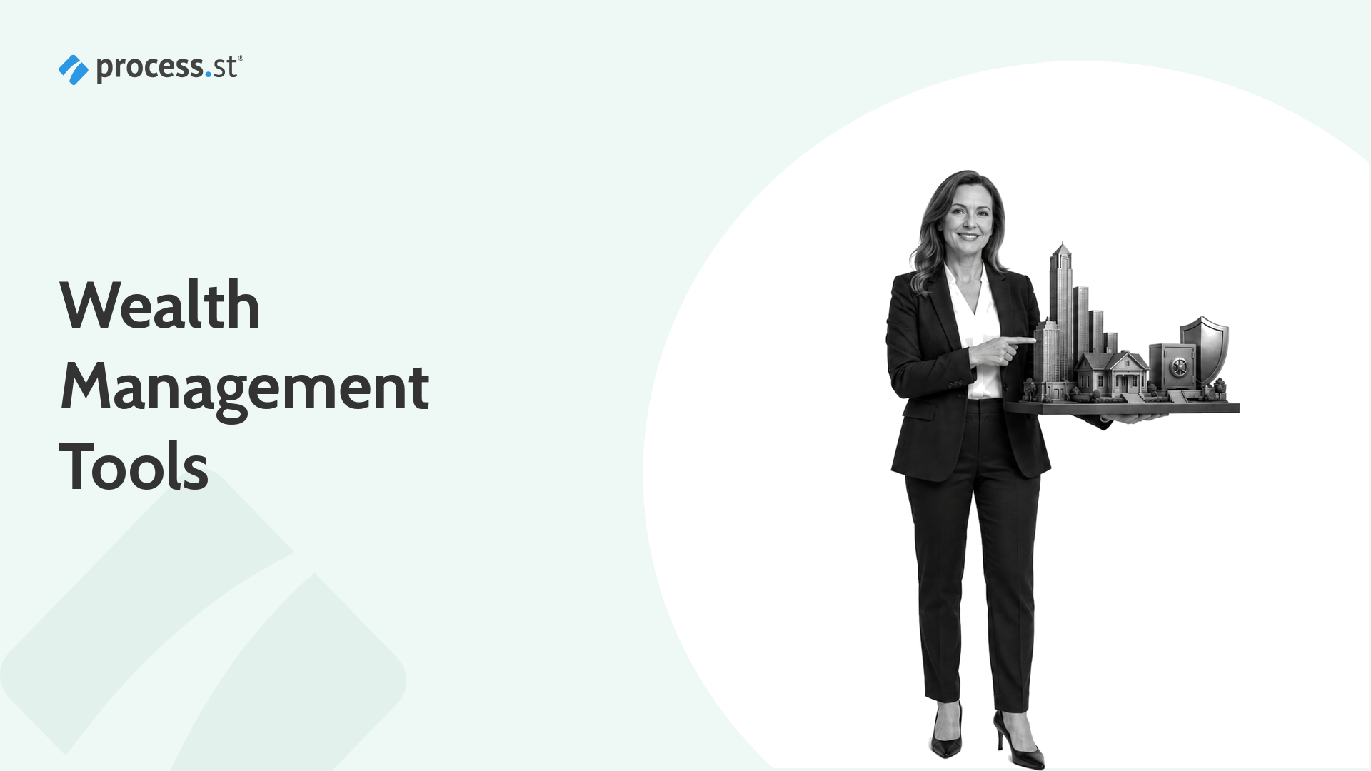 Wealth management professional presenting a model of a coordinated client portfolio