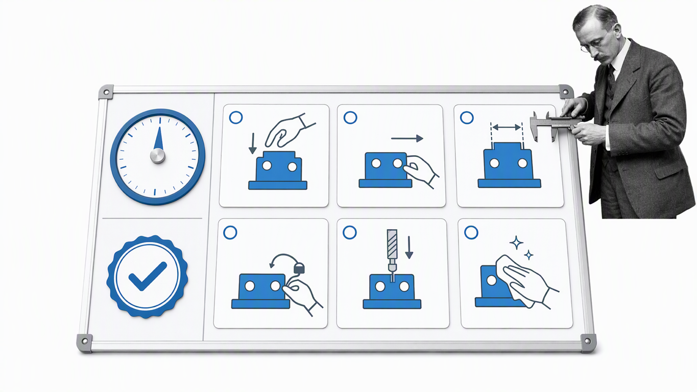 Standardized work shown through measuring, documenting, training, and improving