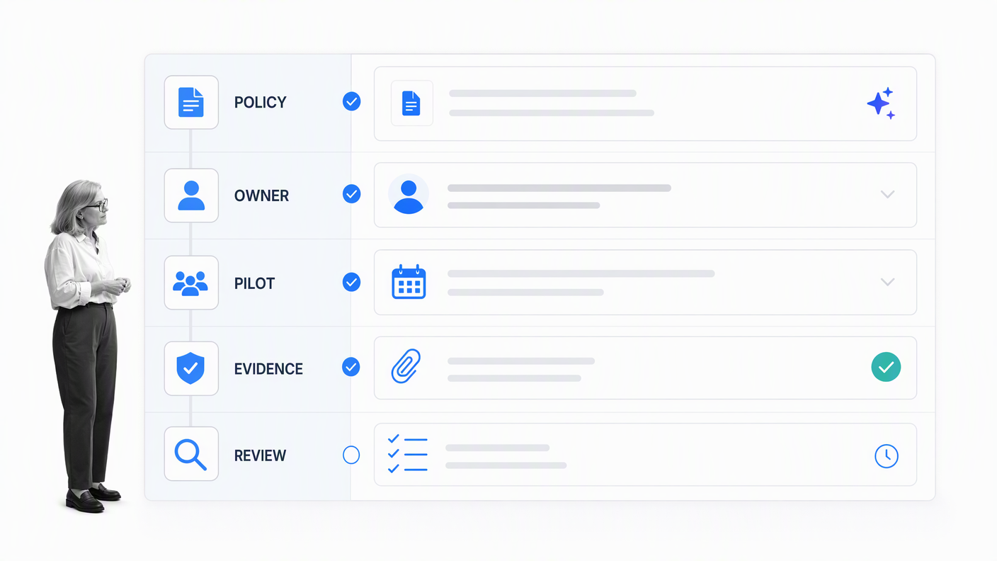 Process Street workflow governing a flexible work pilot with ownership evidence and review