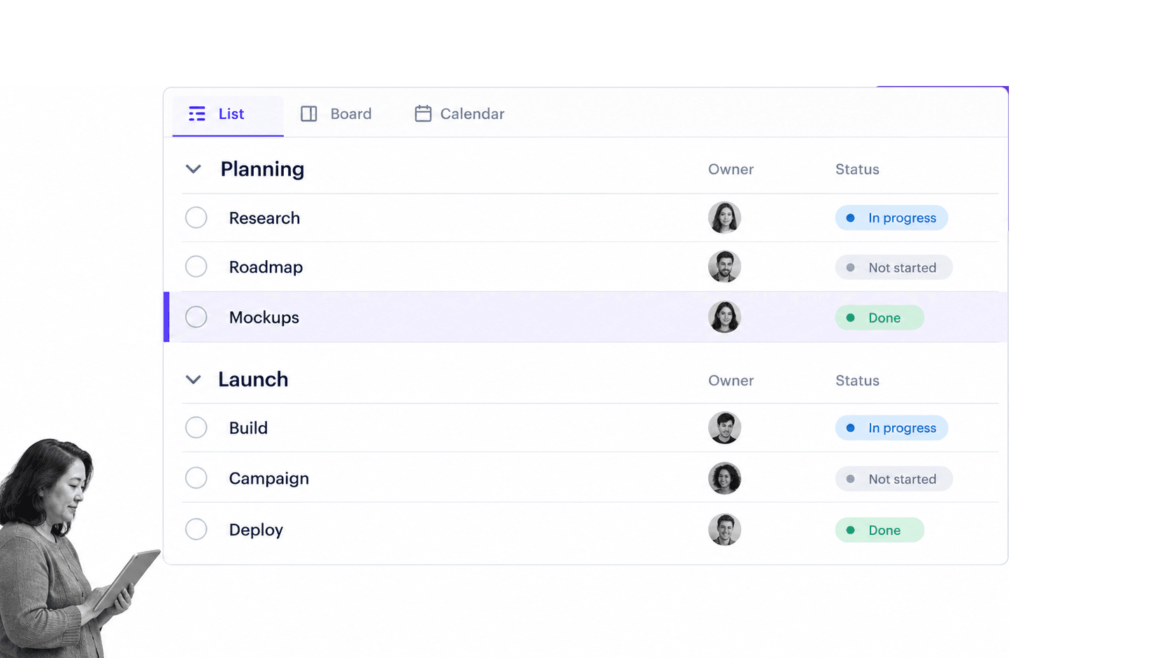 Asana free workflow app project task list