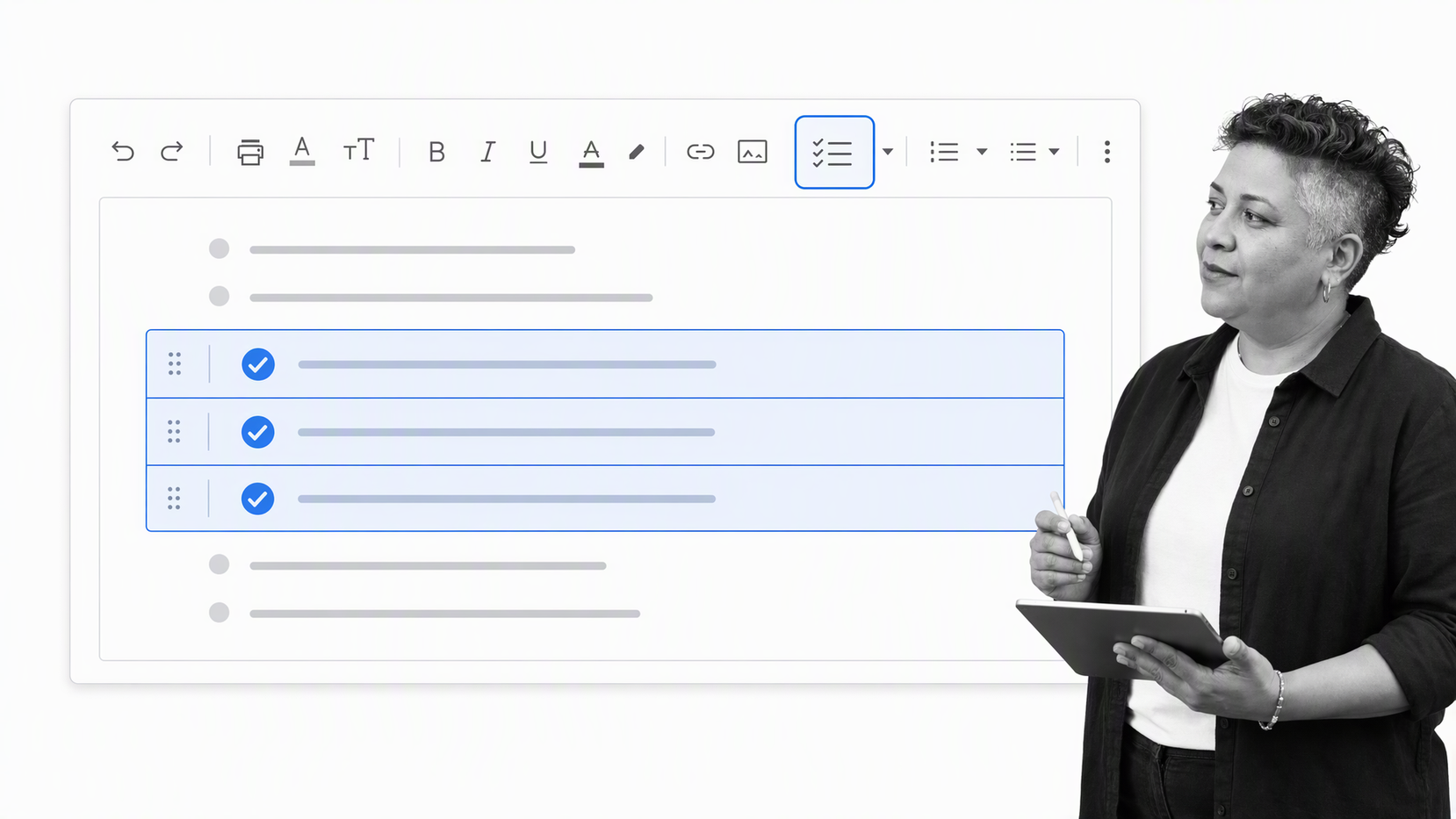 Applying native checkbox controls to a selected task list