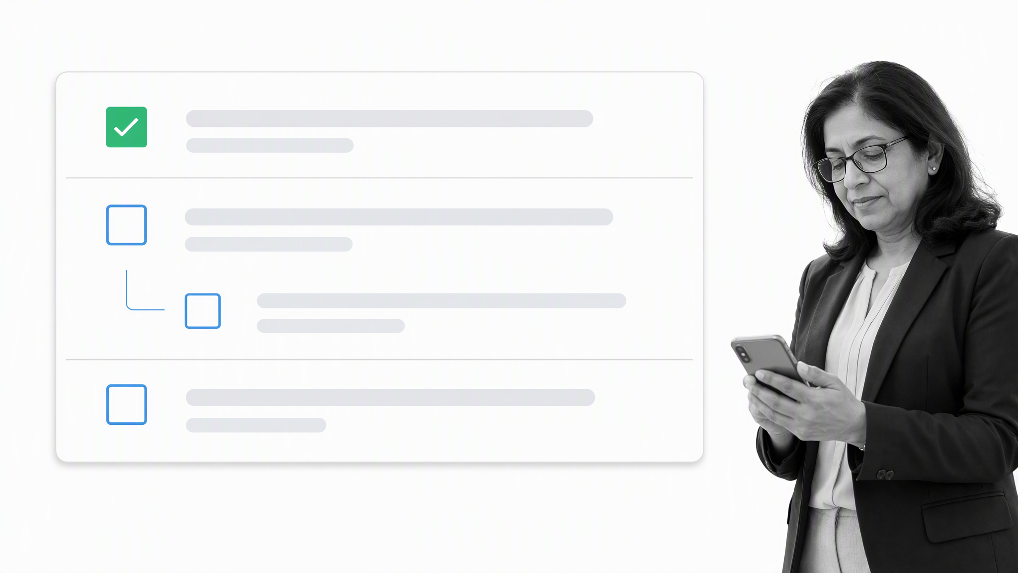 Completing and assigning checklist tasks in a shared document