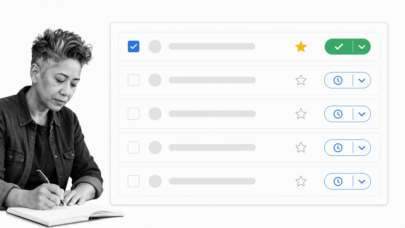 Task checklist with priority, due status, and completion controls