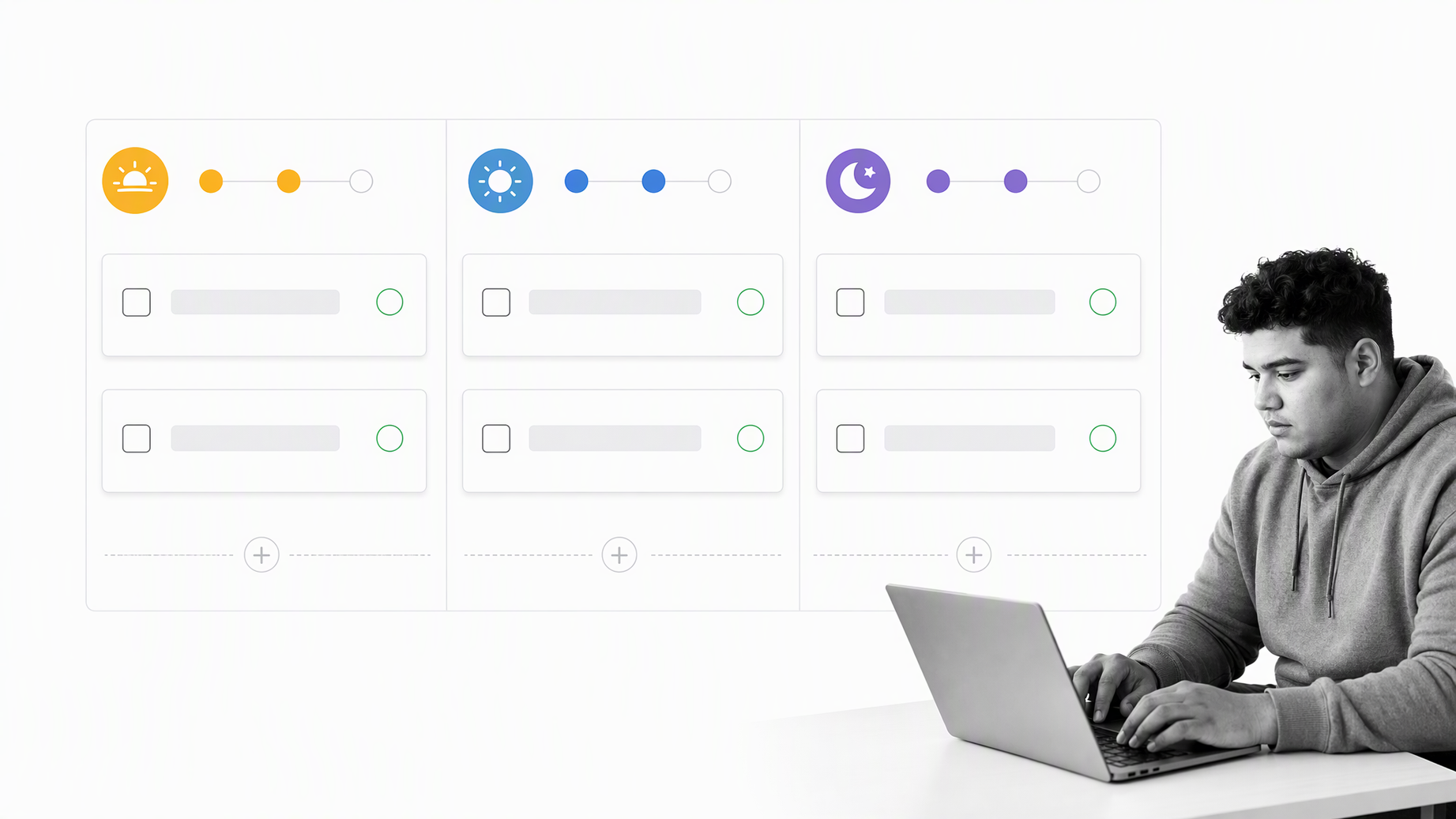 Daily checklist with recurring routines and progress