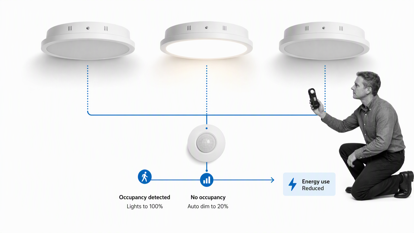 Occupancy-aware LED lighting system reducing electricity use