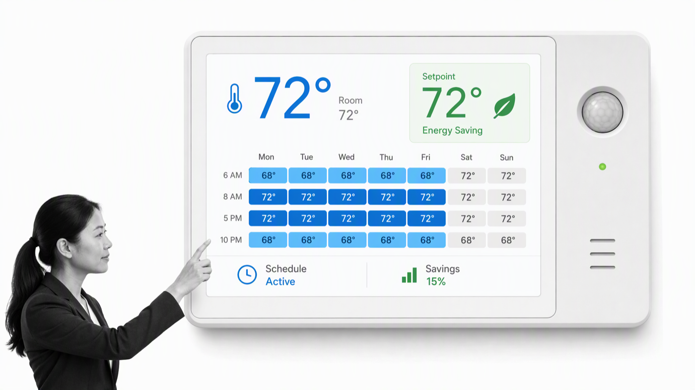 Smart thermostat schedule for reducing building energy use