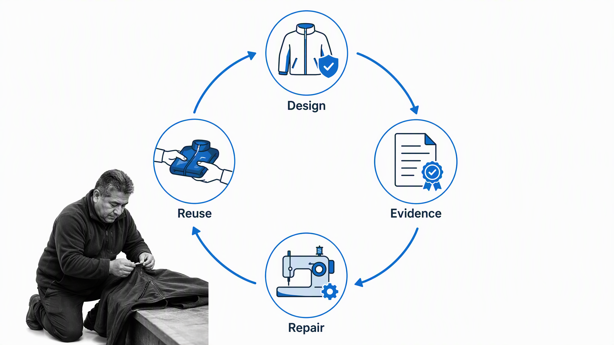 Circular operating loop for durable design supplier evidence repair and reuse