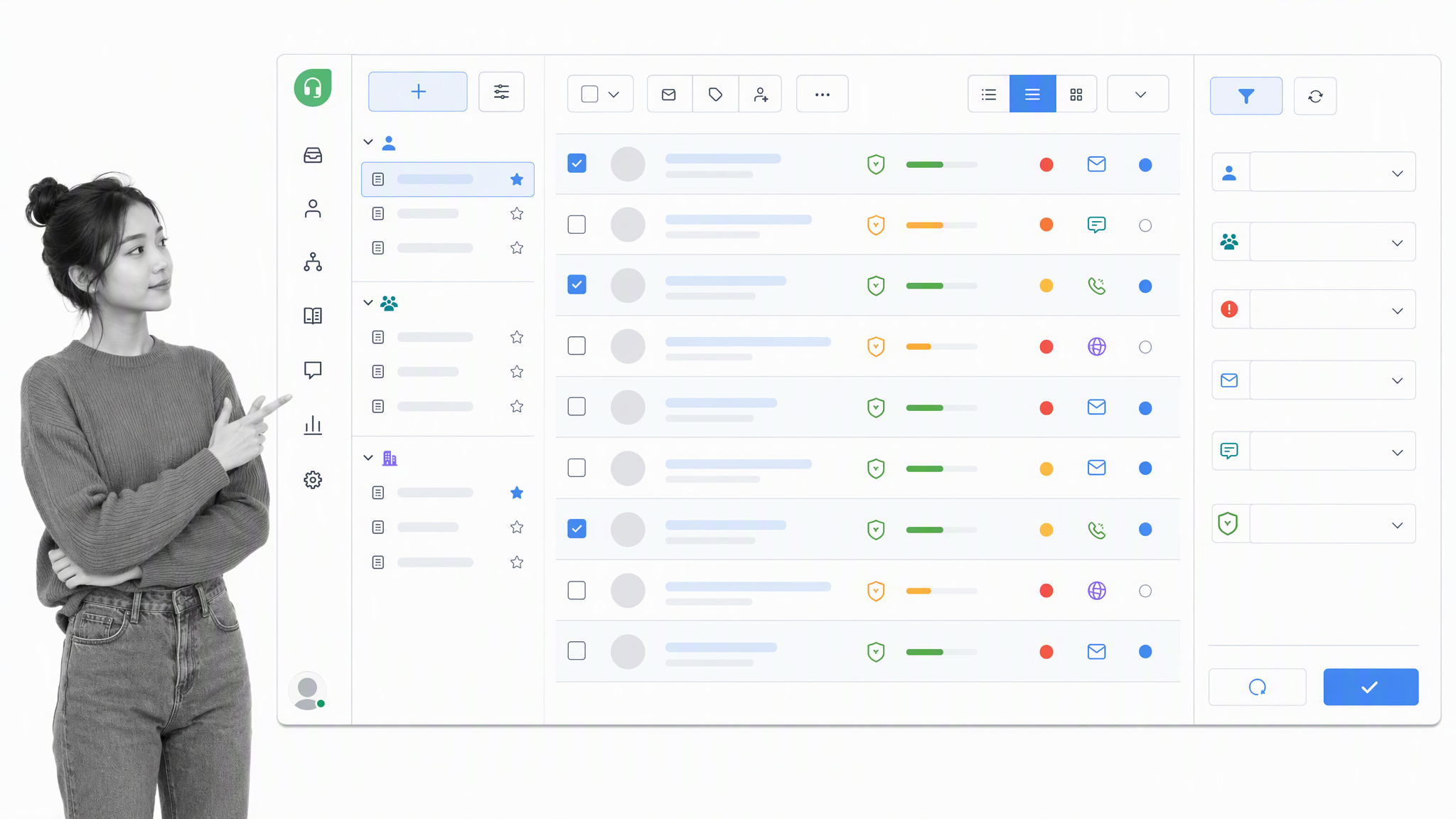 Freshdesk-style ticket queue with personal and shared views