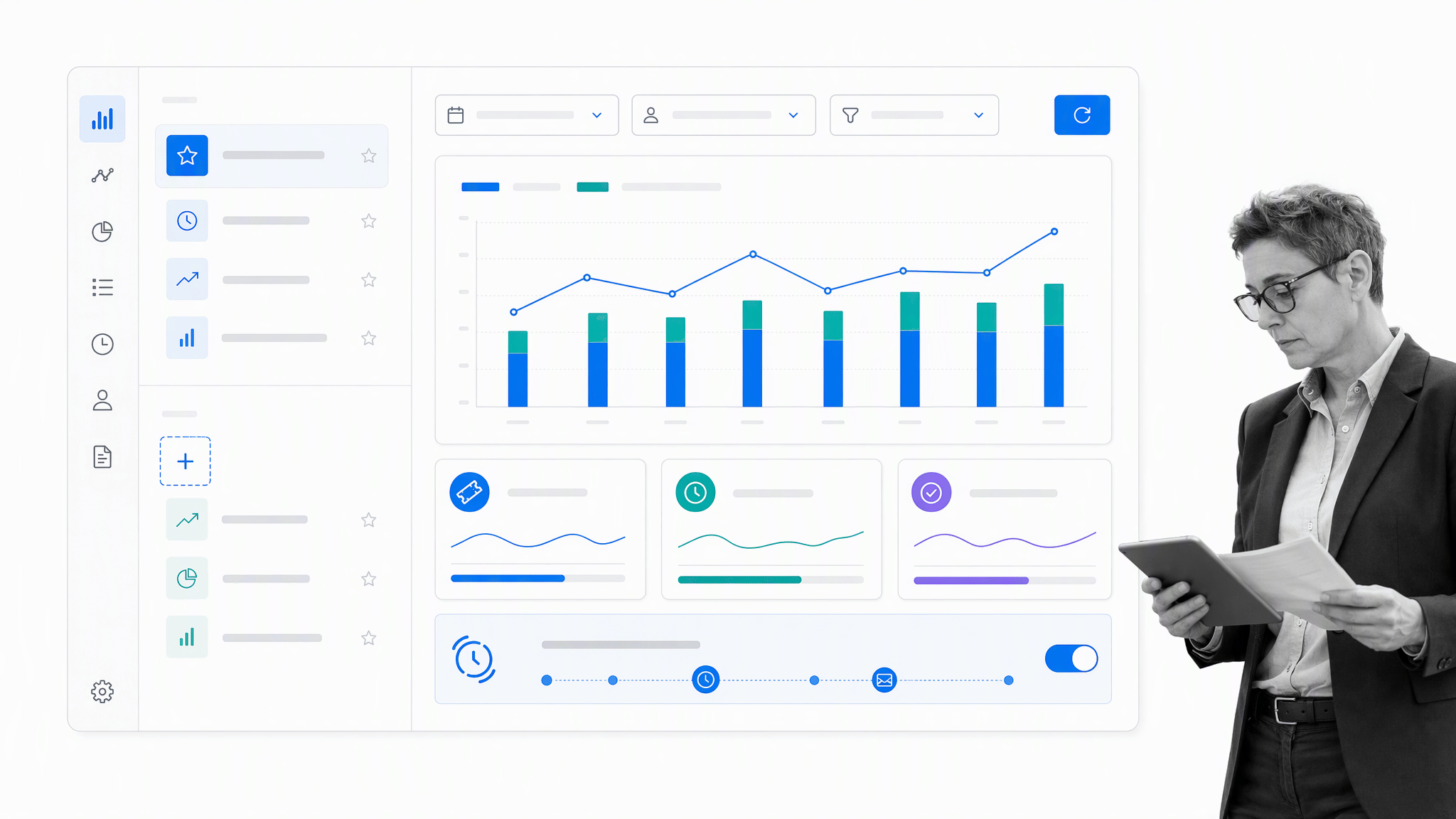 Freshdesk-style support reporting and analytics workspace
