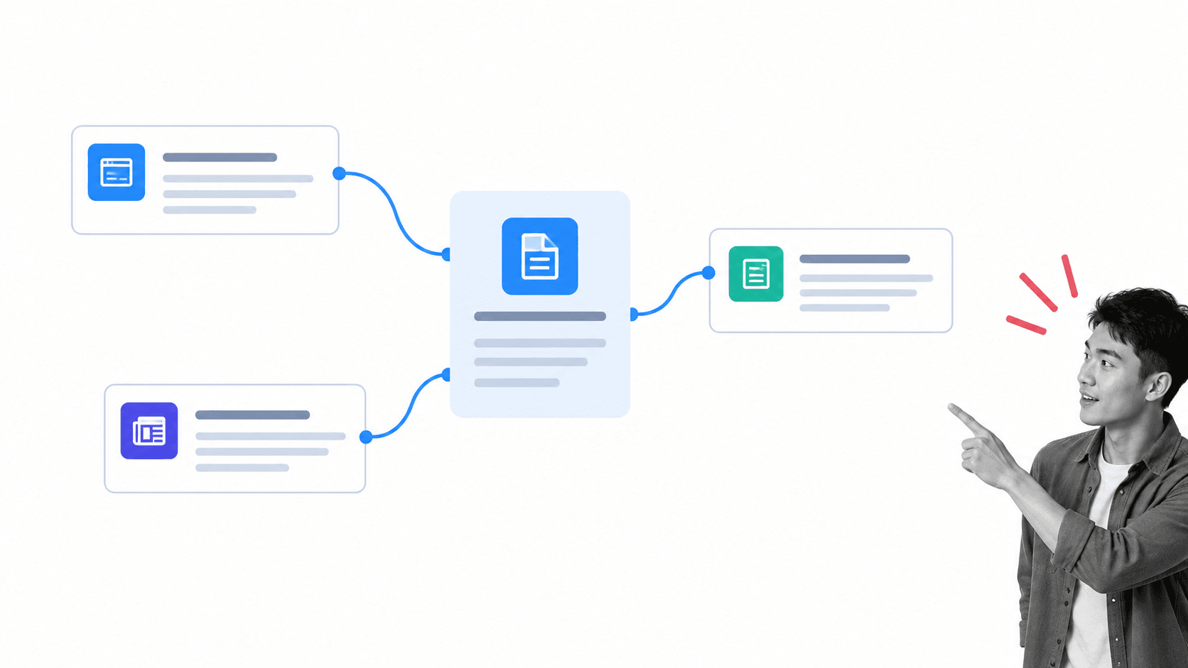 Researcher tracing references from one study to several independent sources