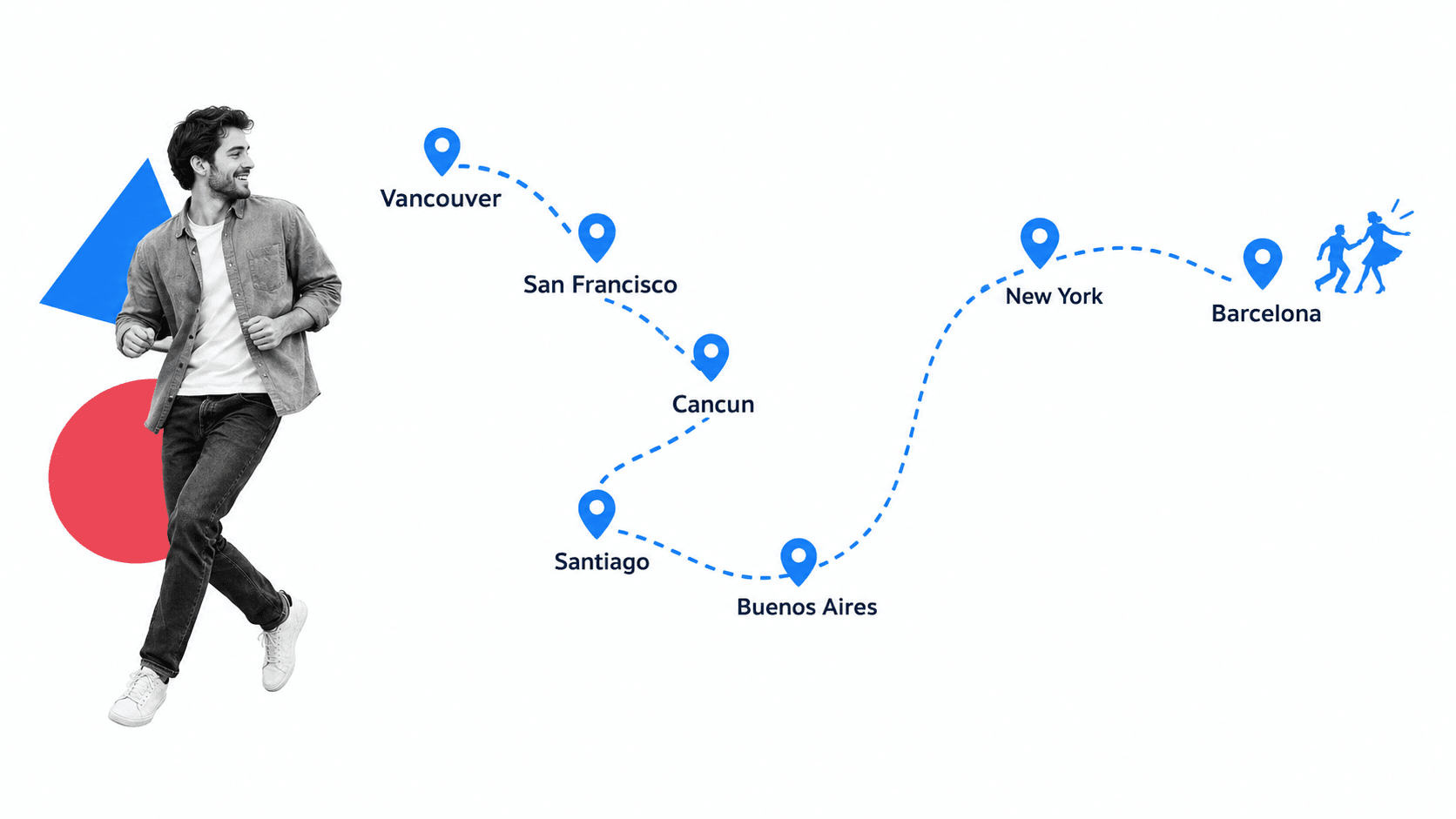 Cities Cameron McKay has lived in, from Vancouver to Barcelona