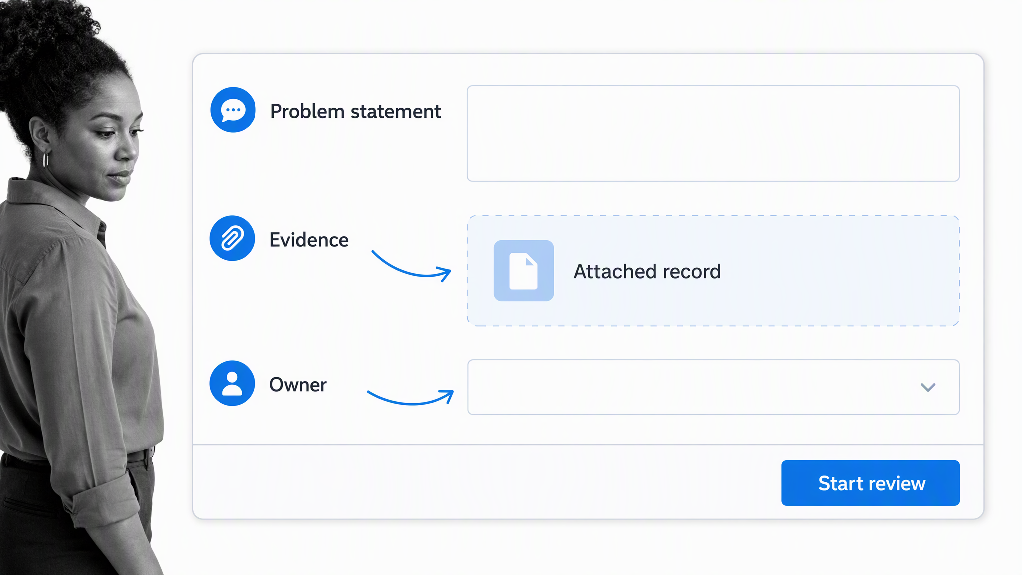 Process Street workflow intake for a problem statement, evidence, and owner