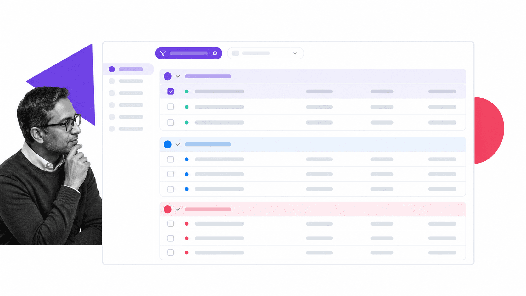 Analyst grouping filtered research records by a defined category