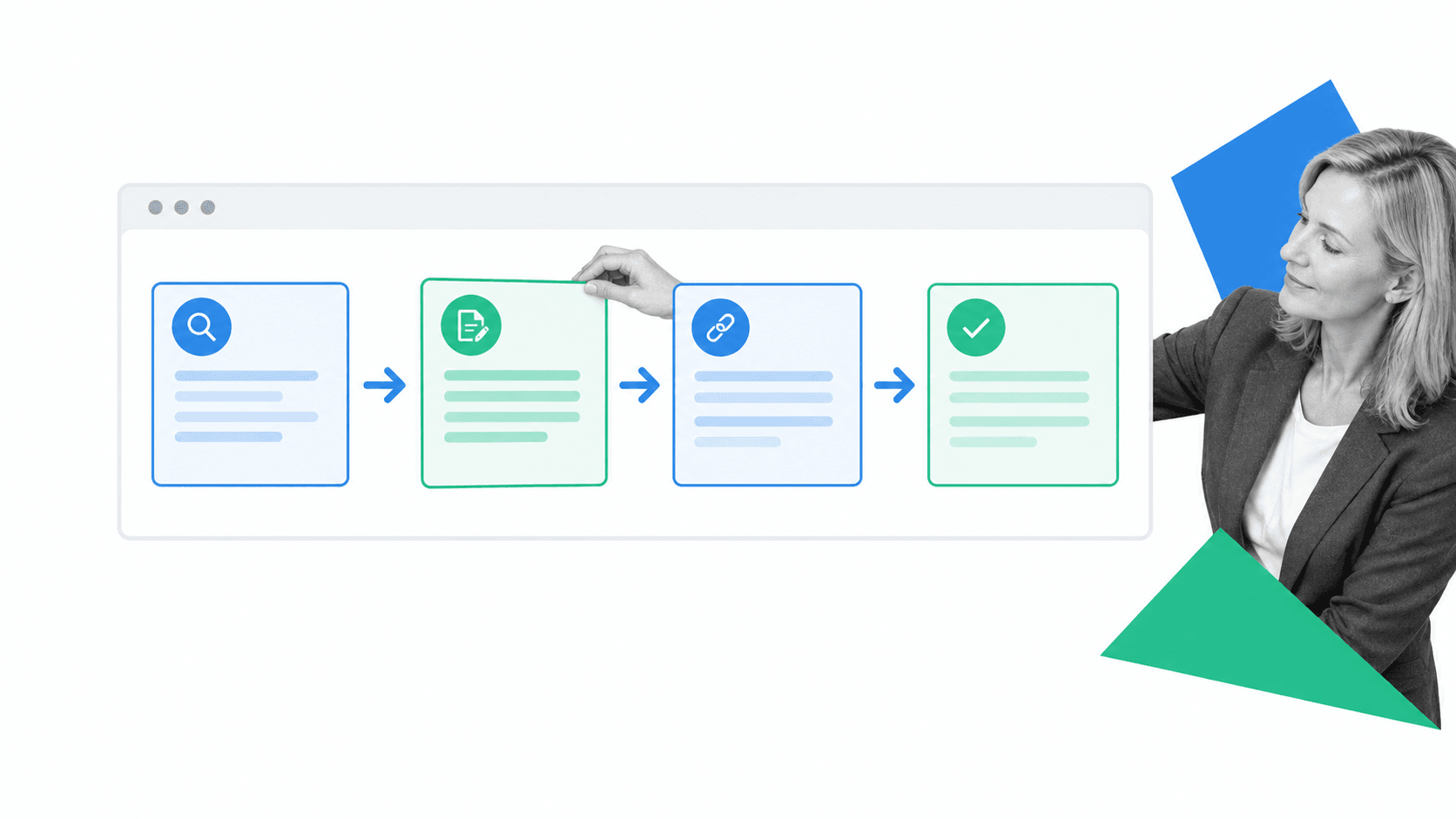 Researcher arranging findings into an article structure from introduction to conclusion