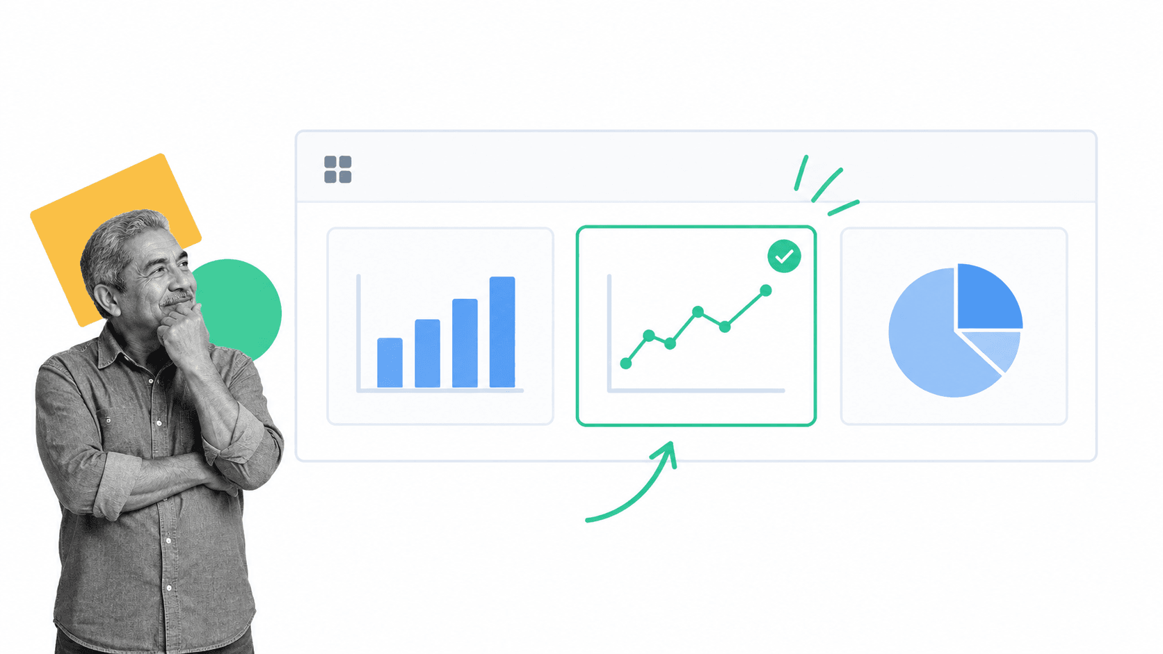 Analyst choosing a clear chart form for an original research finding