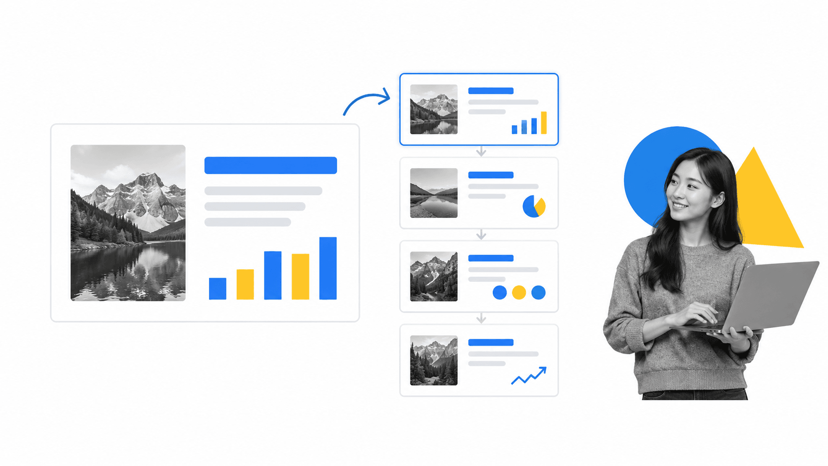 Researcher turning a key finding into a concise presentation storyboard