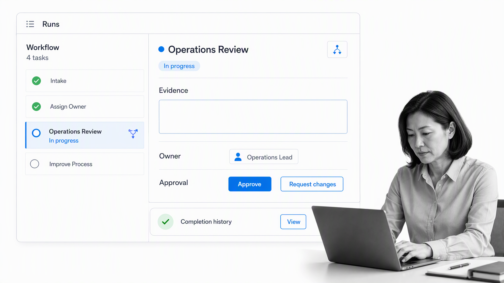 Process Street governed workflow run with approval and evidence