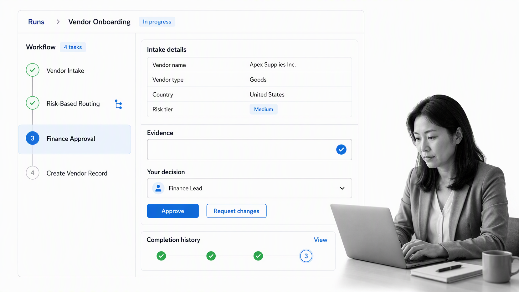 Process Street governed workflow run with approval and evidence