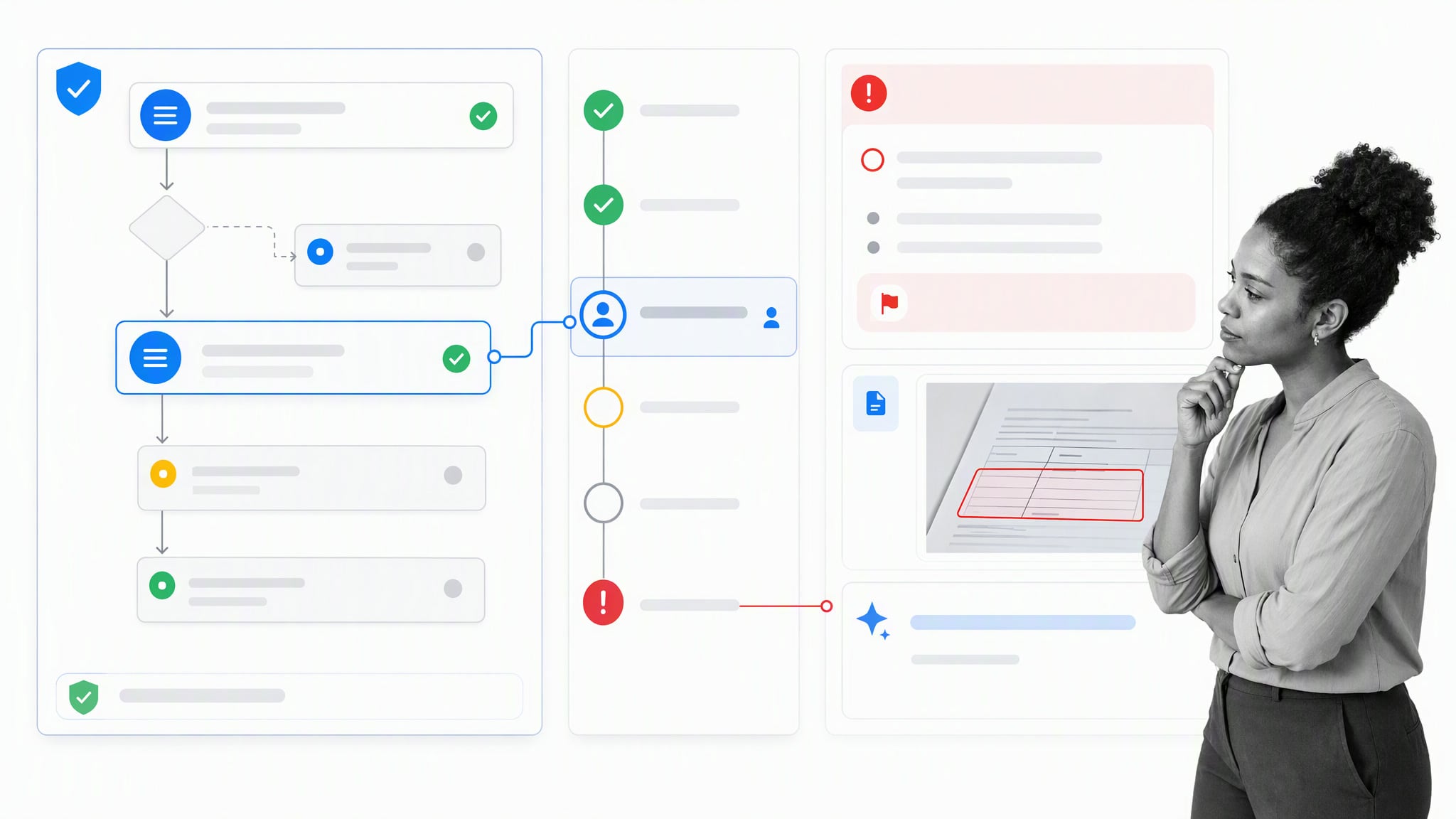 B and W operations leader reviewing one platform that connects governed knowledge, workflow execution, and AI review