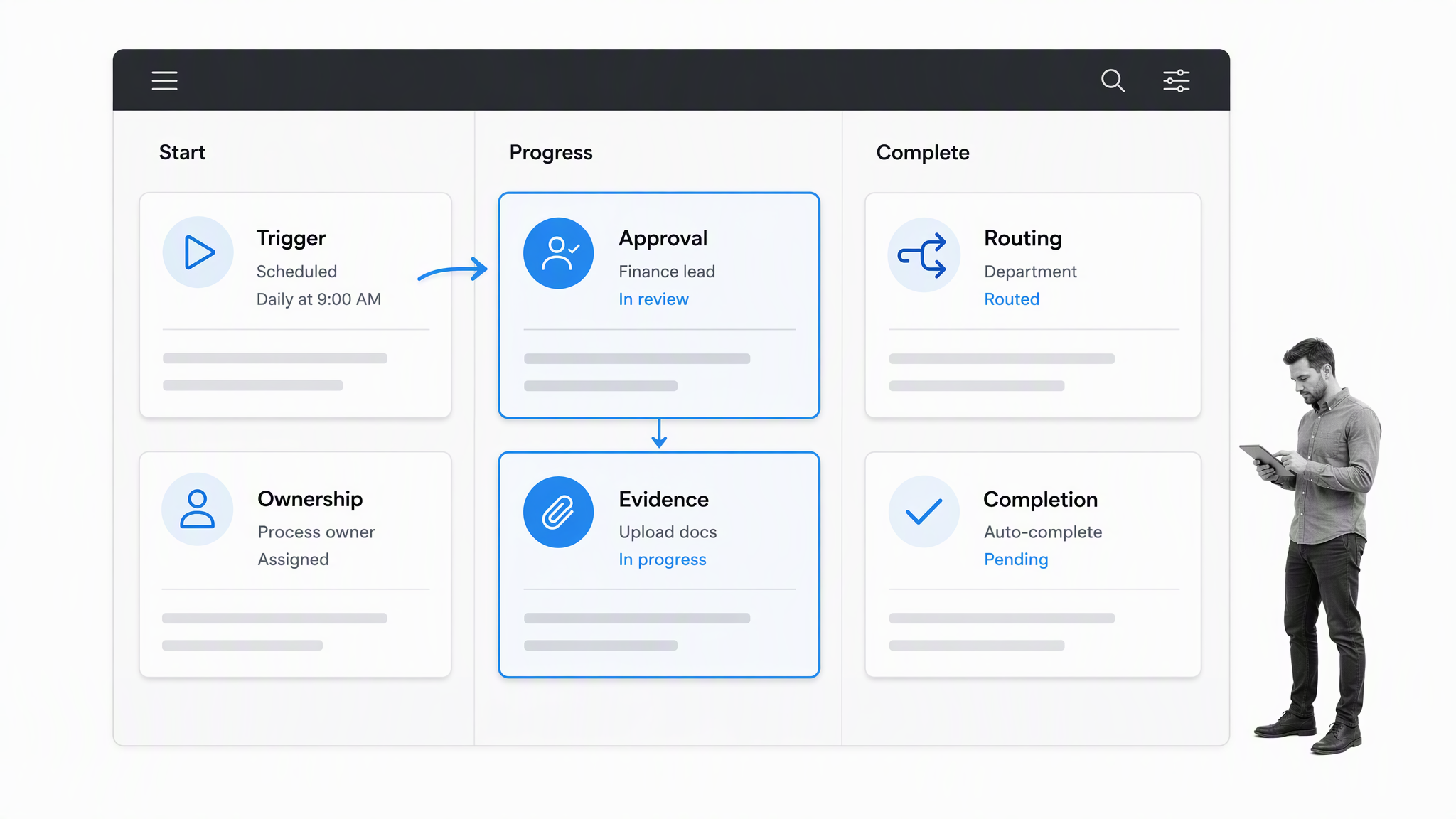 Process management app execution path