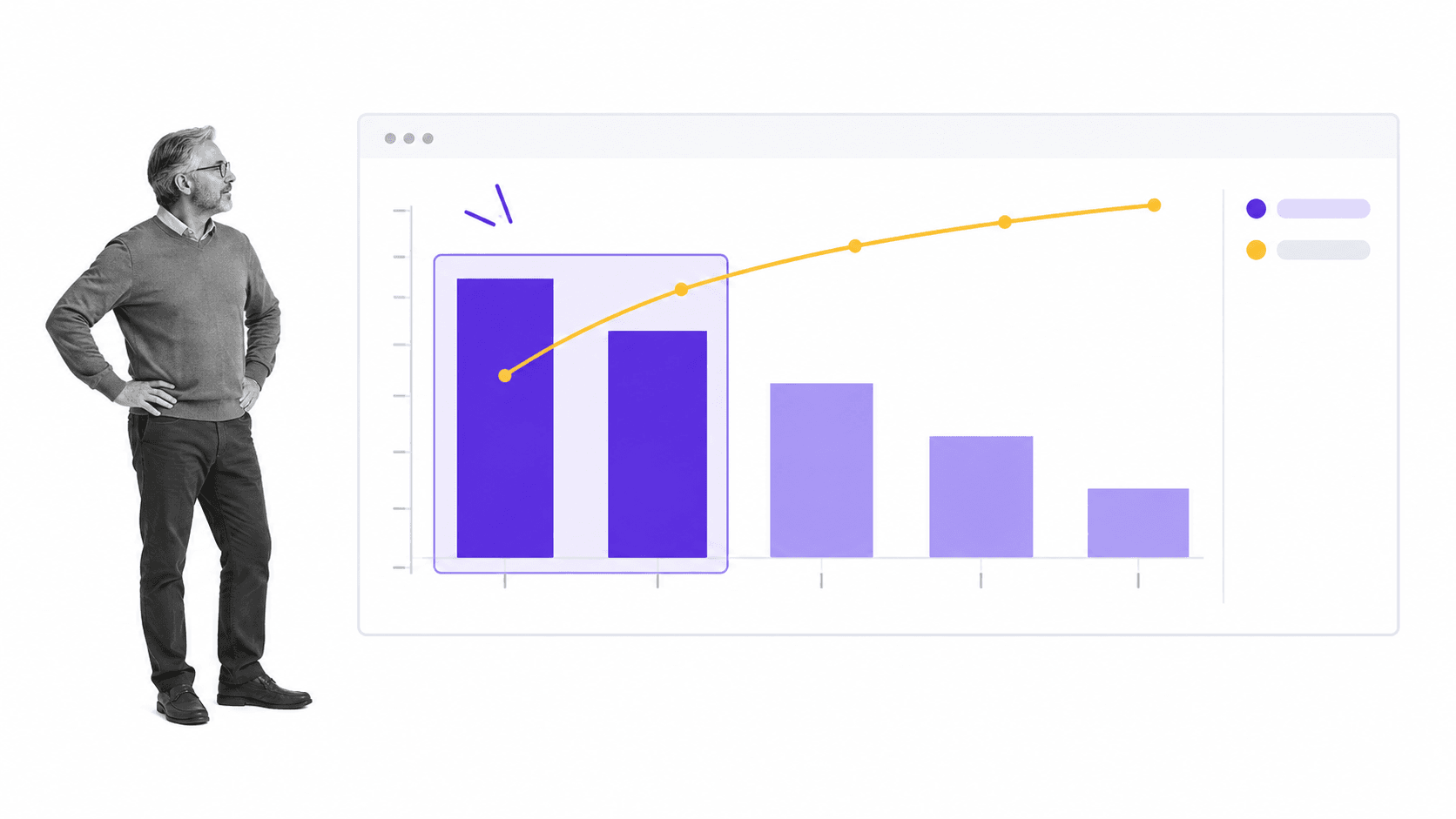Pareto chart ranking quality defects with a cumulative contribution line