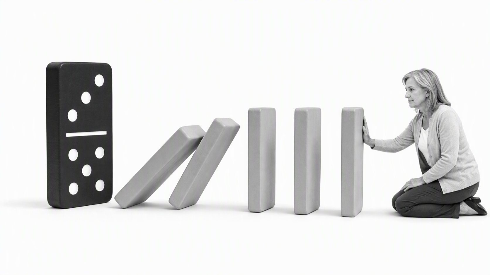 Domino priority framework showing one high-impact task creating momentum